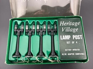 Dept 56 Heritage Village Double Street Lamp Posts Set of 4 Lights 59960 - Picture 1 of 4