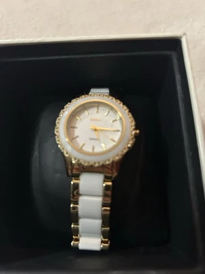DKNY Ceramic watch . Brand new in the box. Beautiful white ceramic face. Gold - Image 1 of 3