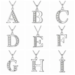 Alphabet Necklace Silver Letter Initial Friendship Bridesmaid Ladies Gift Chain - Picture 1 of 29