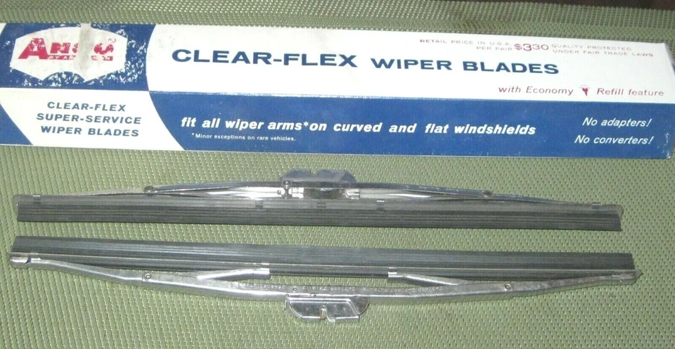 Nuevo 1947-1955 Mopar, Buick, Lincoln, Juego de escobillas limpiaparabrisas Studebaker, Cromo, 10" Foto 1 de 1