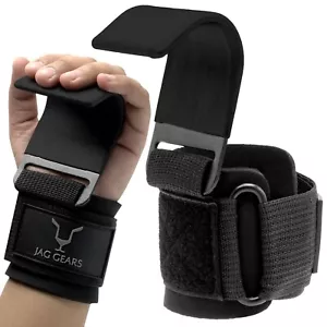 JAG Weight Lifting Bar Hooks Straps Gym Training Wrist Support Neoprene Padded - Picture 1 of 7