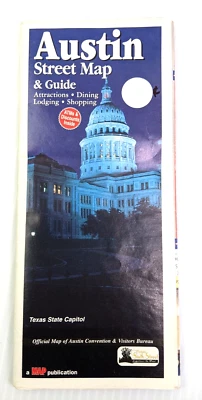 Austin Texas Street Map and Guide 2002  Austin Visitors Bureau Paper Foldout - Image 1 of 4