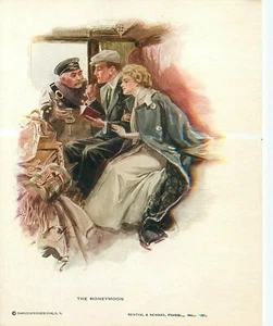 ARTIST SIGNED - HARRISON FISHER - THE HONEYMOON - VINTAGE POSTCARD - Picture 1 of 2