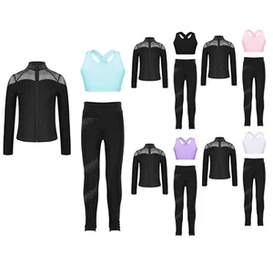Kids Girl's Tracksuit Shiny Jacket With Pants Rhinestones Sweatsuit Long Sleeve - Picture 1 of 54