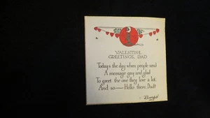 Vintage Art Deco Telephone Valentine Card For Dad 1930S - Picture 1 of 2