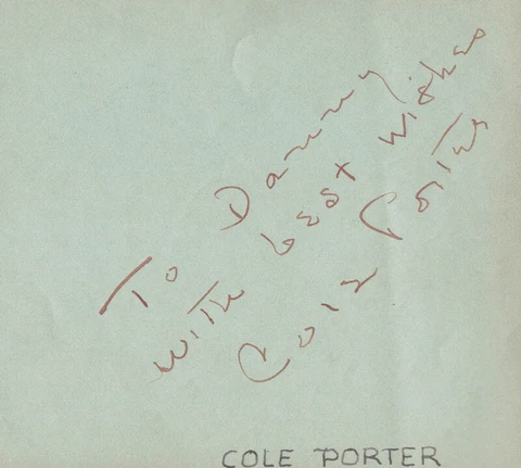 COLE PORTER - INSCRIBED SIGNATURE Cover