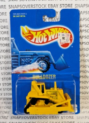 1992 HOT WHEELS YELLOW "CAT" BULLDOZER, BLUE CARD HW #3765, COLL #146, VHTF - Image 1 of 4