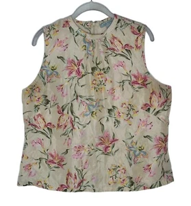 Camiseta sin mangas tropical 999 South Vintage floral 100 % seda para mujer talla 16 - Imagen 1 de 6