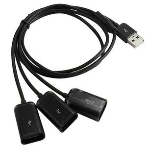 3.3ft Y Splitter USB 2.0 A Male To 3x Female Jack Hub Power Adapter Cable - Picture 1 of 4