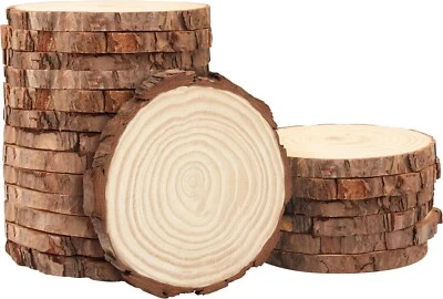 Kurtzy 20 Pack Unfinished Natural Wood Slices - 12-14cm - Image 1 of 4
