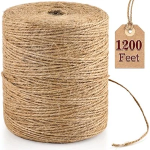 1200 Ft 2mm Natural Jute Twine Rope for Arts Crafts Gift Wrapping Climbing Plant - Picture 1 of 6
