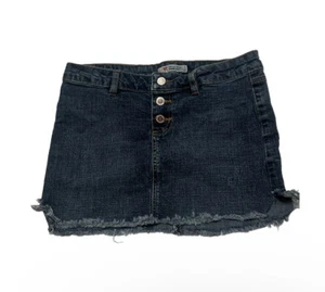 VTG 90s Y2K Rampage Raw Hem Denim Mini Skirt Size 3 Small - Picture 1 of 8