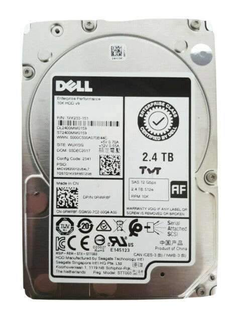 Dell 2.4TB HDD, SAS, 2.5" Internal Hard Drive (0RWR8F)