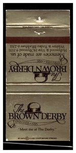 Brown Derby Restaurant Landmark Matchbook Gold Foil - Picture 1 of 2