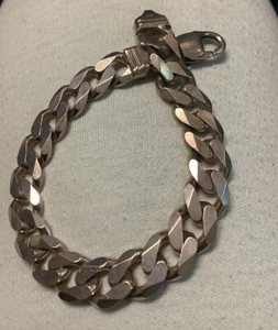 NEW CURB LENGTH LINK STERLING SILVER HEAVY 35.4 GRAMS BRACELET TIGHT LINK - Picture 1 of 8
