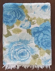 Vintage Floral Towel - Blue Roses - Fringe - Cotton - 24" x 40" - Bild 1 von 7