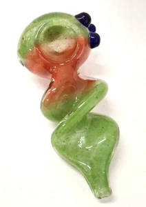 Glass Handpipe Smoking Tobacco 4.5" Left Carb Green/Red Twist - Picture 1 of 2
