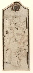 A4 Nachdruck der Schifffahrtskarte Küste & Meere portolanische Karte der Namen des Seehafens - Bild 1 von 1