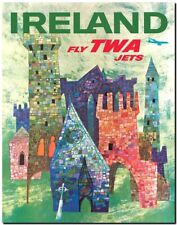 Vintage Illustrated travel Poster *FRAMED* CANVAS PRINT ~ Ireland TWA 20x16"