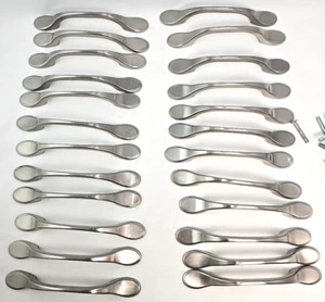 Lot of 24 Satin Silver Nickel Colored 5" Cabinet Handle Pulls Spoon Footed - Picture 1 of 8