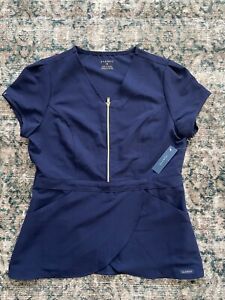 New Jaanuu Tulip Scrub Top Gold Zip Limited Blue Color | Size M