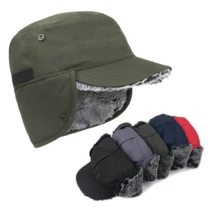 Men’s Winter Warm Baseball Cap with Earflaps Fleece Lined Outdoor Hunting Hat - Picture 1 of 30