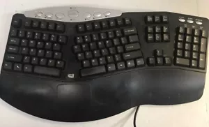 ADESSO PCK-208B ERGONOMIC KEYBOARD BLACK/SILVER GAMING KEYBOARD - Picture 1 of 5