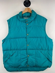 Vintage 80s LL Bean Down Filled Teal Puffer Vest Size L - Picture 1 of 6