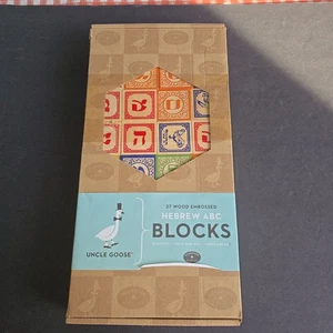 2012 Uncle Goose 27 Wooden Hebrew ABC Alphabet Blocks New In Box - Picture 1 of 6