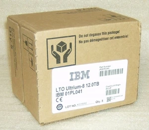 (Paquete de 5) Cartucho de datos de cinta de respaldo IBM 01PL041 LTO Ultrium-8 - Nueva caja abierta - Imagen 1 de 2