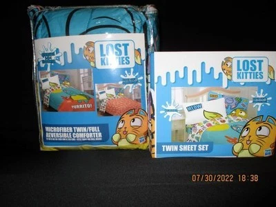 Juego de cama doble reversible Lost Kitties Cattitude 4 piezas *Nuevo* Foto 1 de 4