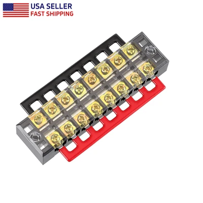 1 Set Dual Row 8-Position Screw Terminal Block 600V 25A Electrical Barrier Strip - Image 1 of 4