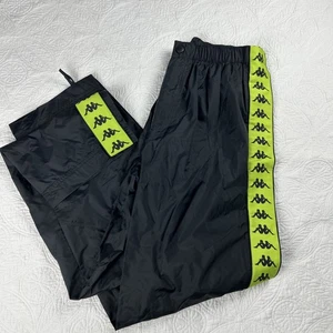Kappa Windbreaker Hose schwarz und neongrün Größe M seitliche Reißverschlüsse - Bild 1 von 10