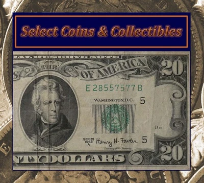 1963A (E) Series U.S. Twenty Dollar Bill $20 Vintage Richmond #3601 - Image 1 of 4