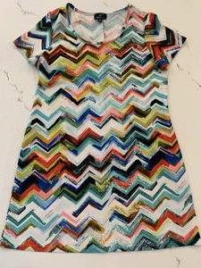 Ronni Nicole Short Sleeve Dress Size XL Colorful Zig Zag Striped - Picture 1 of 11