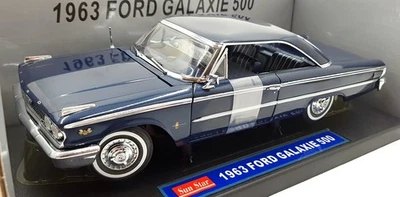 Sun Star 1/18 Scale Diecast 1462 - 1963 Ford Galaxie 500 Hard Top - Caspian Blue - Image 1 of 4