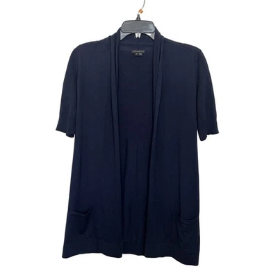 Theory Wool Navy Blue Short Sleeve Open Front Cardigan Size Small Classic - Image 1 of 4