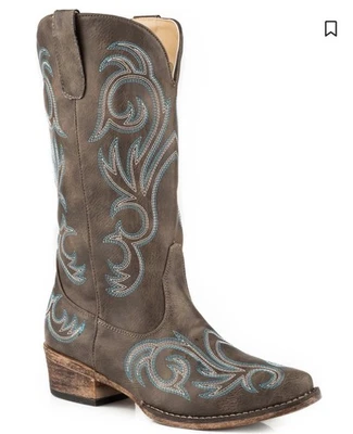 Botas Roper Riley Vintage Western Marrón Bordadas Mujer Talla Negra 10 Vaquero Foto 1 de 4