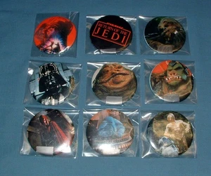 STAR WARS, 9 BOTONES/PINBACKS VINTAGE DEL RETORNO DEL JEDI - 1983 - NUEVO - Imagen 1 de 6