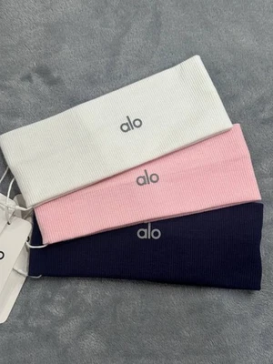 Alo Yoga Headbands 3 Pack – Pink, White, Navy – Soft Stretchy Hair Bands NWT - Image 1 of 4
