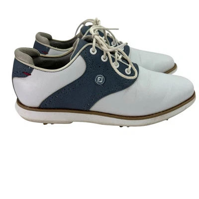 Zapatos de golf FootJoy Traditions para mujer blancos/azules/blancos 97903 7M excelente estado Foto 1 de 4