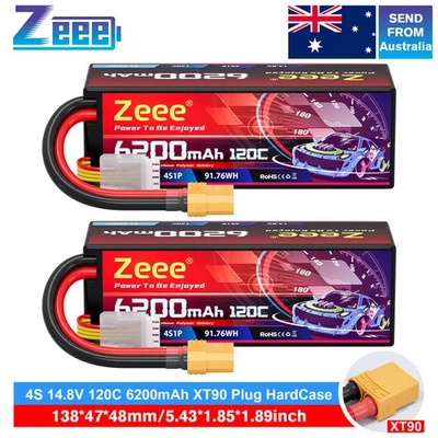 2x Zeee 4S Lipo Battery 6200mAh 14.8V 120C XT90 for RC Car Truck Tank Boat Buggy - image 1 of 4