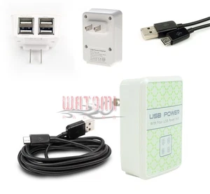10X 4 USB PORT WALL ADAPTER+10FT CABLE DATA CHARGER BLACK GALAXY S4 S3 S2 NOTE 2 - Zdjęcie 1 z 1