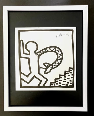 Keith Haring | "Hombre y serpiente" | Litografía offset vintage 1989 | Sello firmado Foto 1 de 2