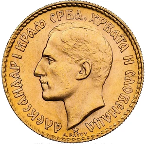 1925 GOLD YUGOSLAVIA 20 DINARA ALEXANDER I COIN NGC MS-64 - Picture 1 of 5
