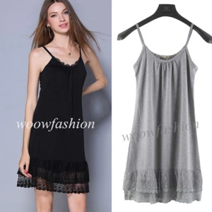 Women Lace Full Slip Dress Mini Dresses Camisole Slip Top Dress Extender Layers - Picture 1 of 11