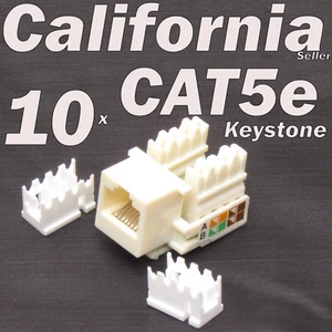 10 X Beige Keystone Jack CAT5e Network Ethernet 110 Style Punch Down 8P8C RJ45  - Picture 1 of 10