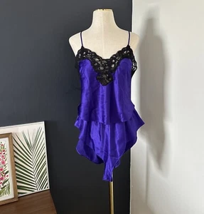 Vintage 80er Victoria's Secret Gold Label hochgeschnittenes Unterhemd lila Set S neu mit Etikett - Bild 1 von 9