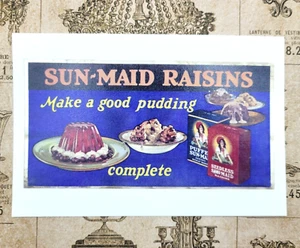 Sun Maid Raisins Make a Pudding Complete 1920s Advertisement Repro Postcard - Picture 1 of 3