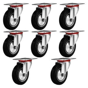Paquete de 8" Rodamiento de placa superior rueda giratoria de goma ruedas ENVÍO GRATUITO PESADO - Imagen 1 de 3